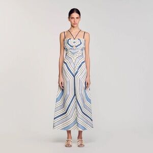 Sandro x Louise spider blue Motif Maxi Dress